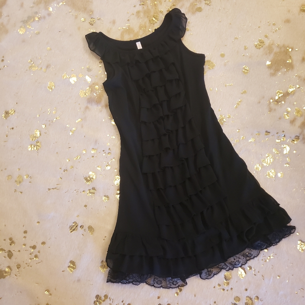 Xhilaration Black Ruffle Mini Dress Small